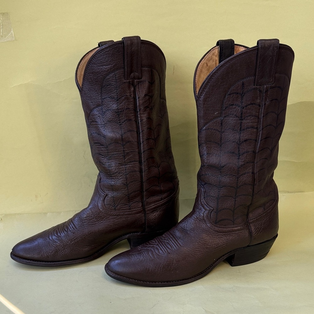 Dark Brown Justin Western Cowboy All Leather Boots